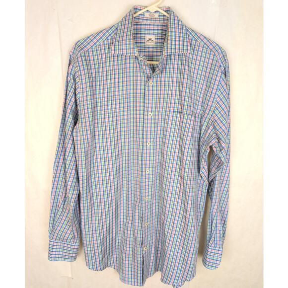 Peter Millar Other - Peter Millar blue plaid long sleeve button up shirt Size Medium Preppy Classic